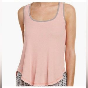 Splendid Tank Lounge PJ Top. Scoop Neck w/tie back. Pink w/gray trim. Size S NWT
